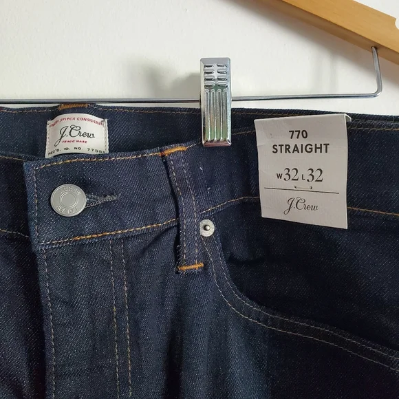 J CREW | NWT 770 Straight Blue Resin Rinse Japanese Denim Jeans (Size 32) - Picture 4 of 9
